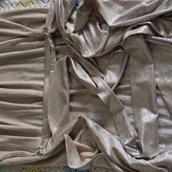 Sabina Musayev Small Metallic Tie Waist Short Sleeve Mini Dress - Picture 12 of 15